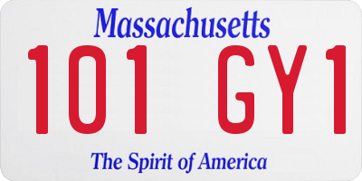 MA license plate 101GY1