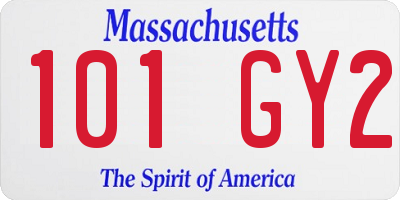 MA license plate 101GY2