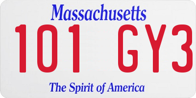 MA license plate 101GY3