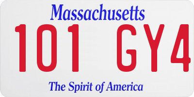 MA license plate 101GY4