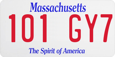 MA license plate 101GY7