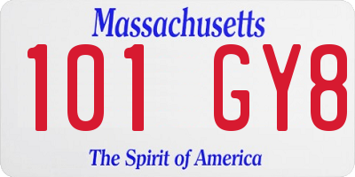 MA license plate 101GY8