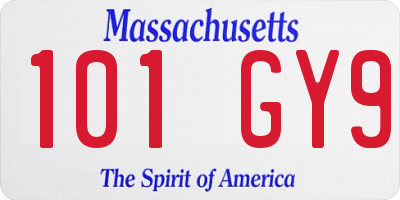 MA license plate 101GY9