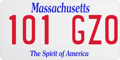 MA license plate 101GZ0