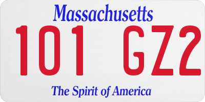 MA license plate 101GZ2