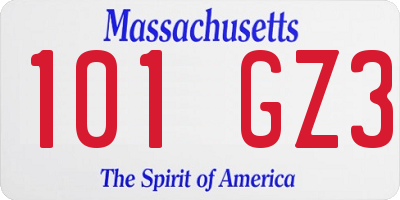 MA license plate 101GZ3