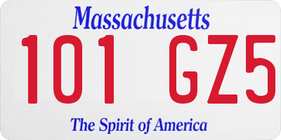 MA license plate 101GZ5