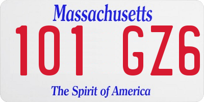 MA license plate 101GZ6