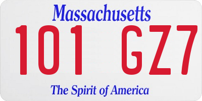 MA license plate 101GZ7