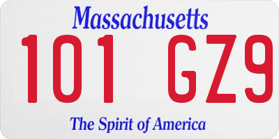 MA license plate 101GZ9