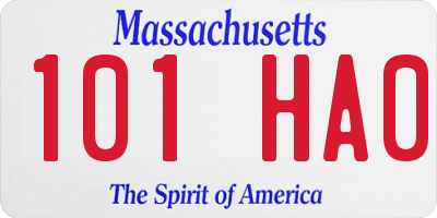 MA license plate 101HA0