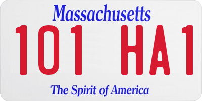 MA license plate 101HA1