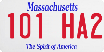 MA license plate 101HA2