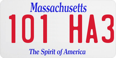 MA license plate 101HA3