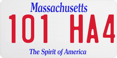 MA license plate 101HA4