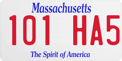 MA license plate 101HA5