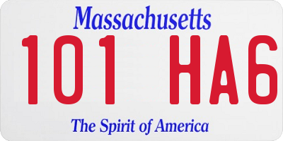 MA license plate 101HA6