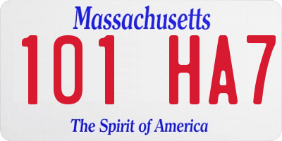 MA license plate 101HA7