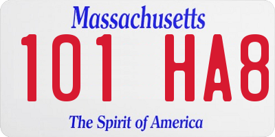 MA license plate 101HA8