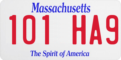 MA license plate 101HA9