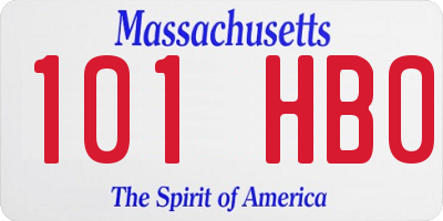 MA license plate 101HB0