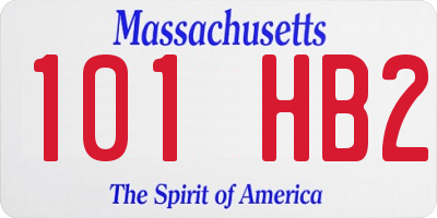 MA license plate 101HB2