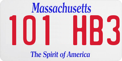 MA license plate 101HB3