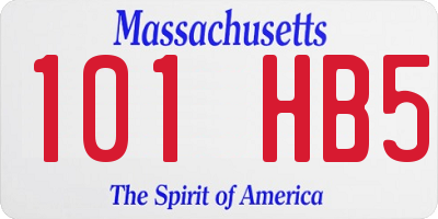 MA license plate 101HB5