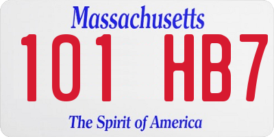 MA license plate 101HB7