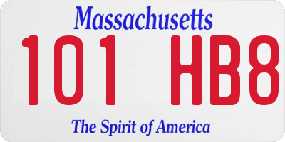 MA license plate 101HB8