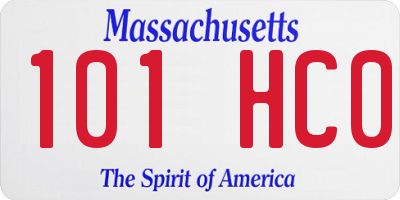 MA license plate 101HC0