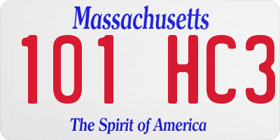 MA license plate 101HC3