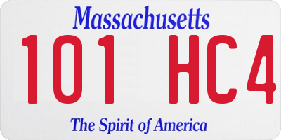 MA license plate 101HC4