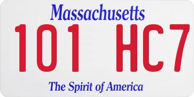 MA license plate 101HC7