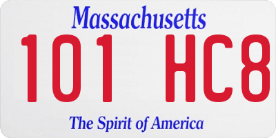 MA license plate 101HC8