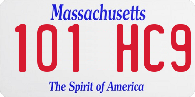 MA license plate 101HC9