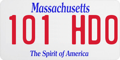 MA license plate 101HD0