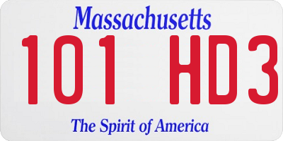 MA license plate 101HD3