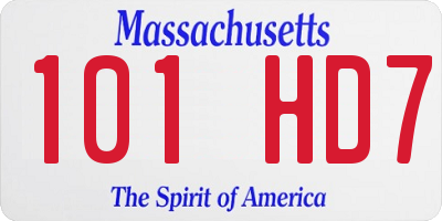 MA license plate 101HD7