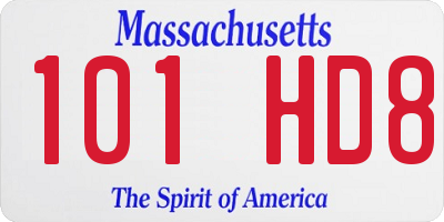 MA license plate 101HD8