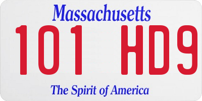 MA license plate 101HD9