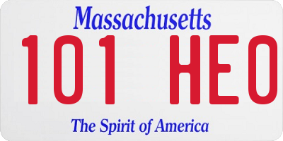 MA license plate 101HE0