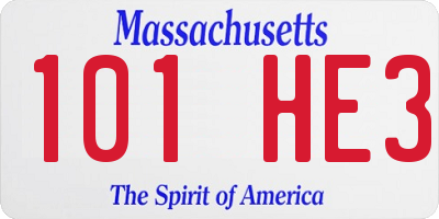 MA license plate 101HE3