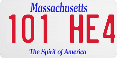 MA license plate 101HE4