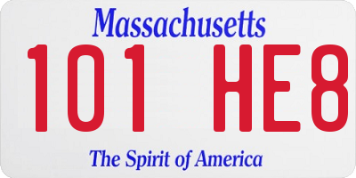 MA license plate 101HE8