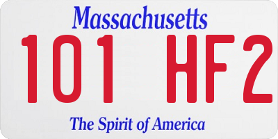 MA license plate 101HF2