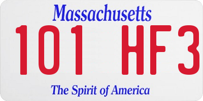 MA license plate 101HF3