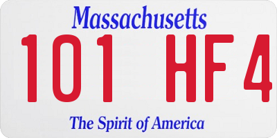 MA license plate 101HF4