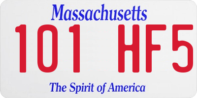 MA license plate 101HF5