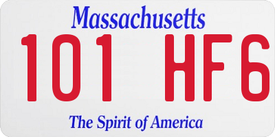 MA license plate 101HF6